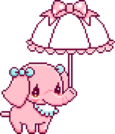 gif of a pastel pink elephant with an umbrella