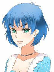 picture of the character Julianna from Long Live the Queen. The picture is of a woman with short blue hair and blue clothes. The background is white.